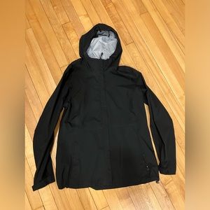 Black rain jacket with hood